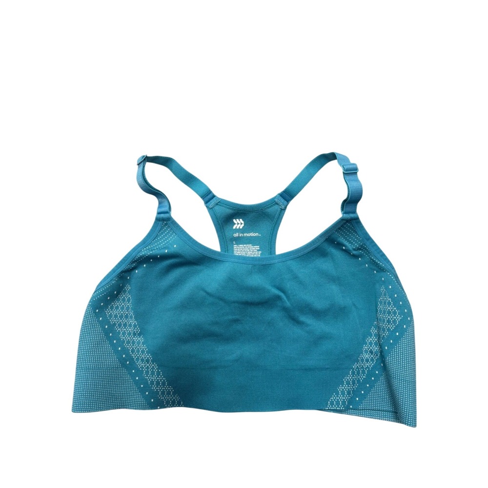 All in Motion Sports Bra Large Support Adjustable‎ Straps Teal Blue Workout